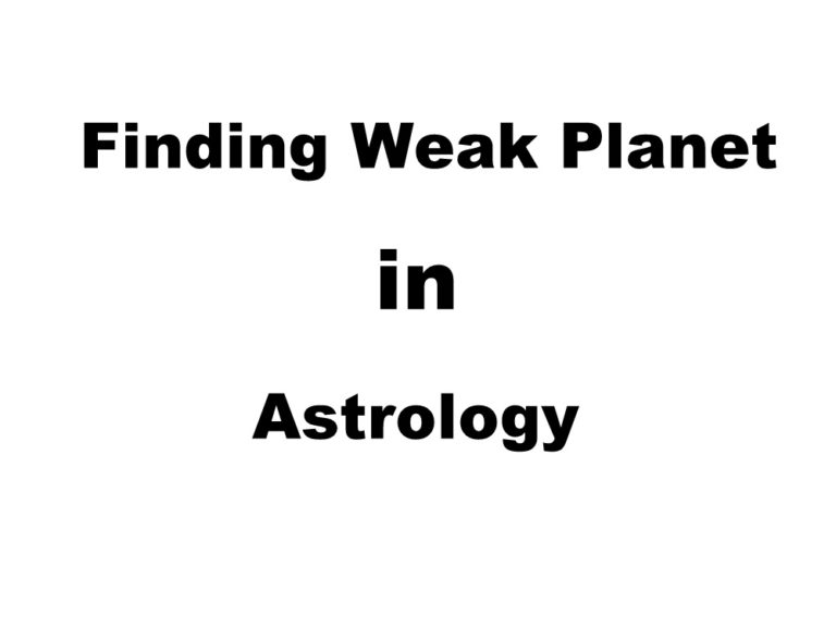 Finding Weak Planet in Astrology