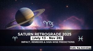 Saturn Retrograde 2025 (July 13 – Nov 28): Impact, Remedies & Sign-Wise Predictions